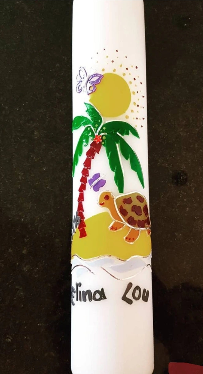 Palmeninsel mit Schildkröte