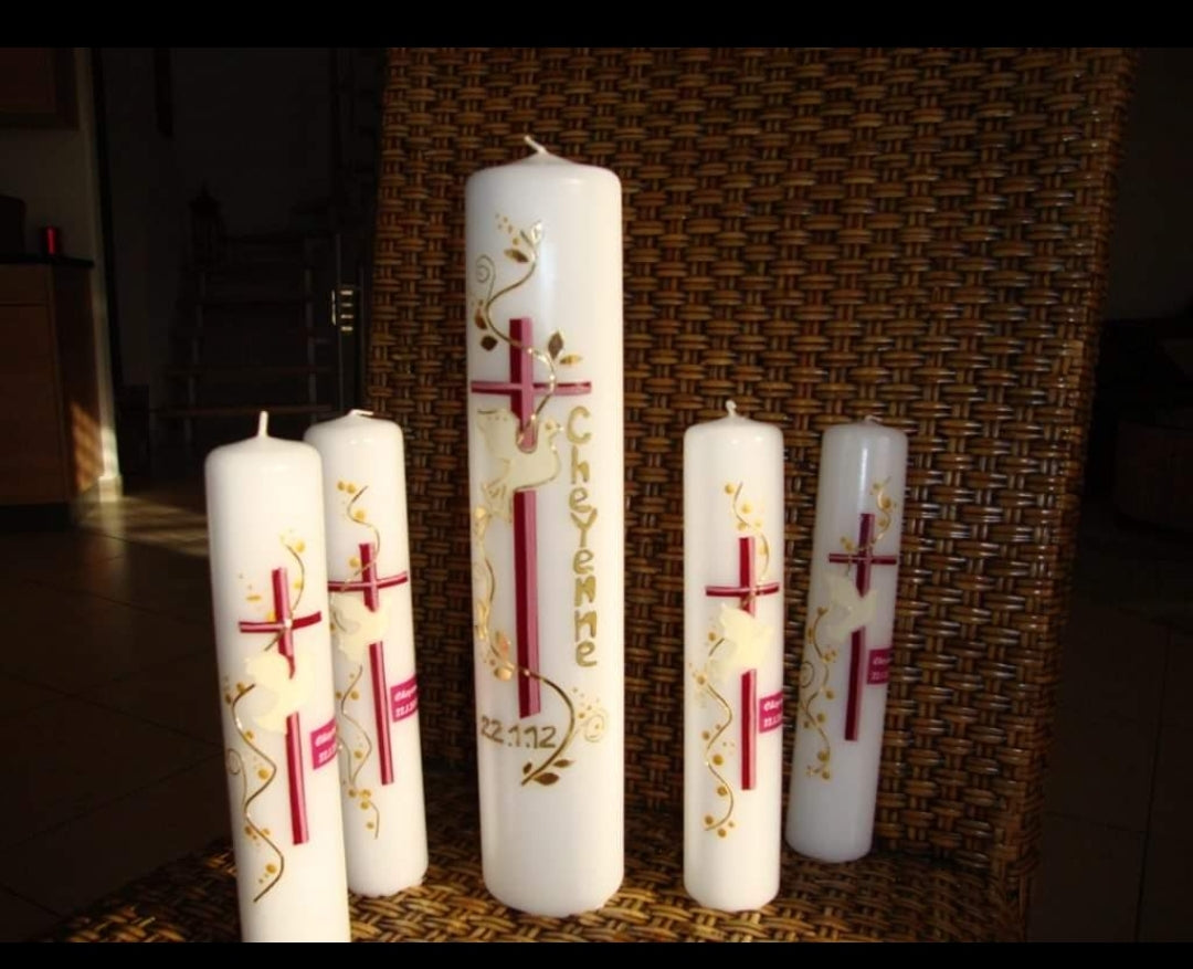 Gastkerzen "Rankenkreuz" mit Taube