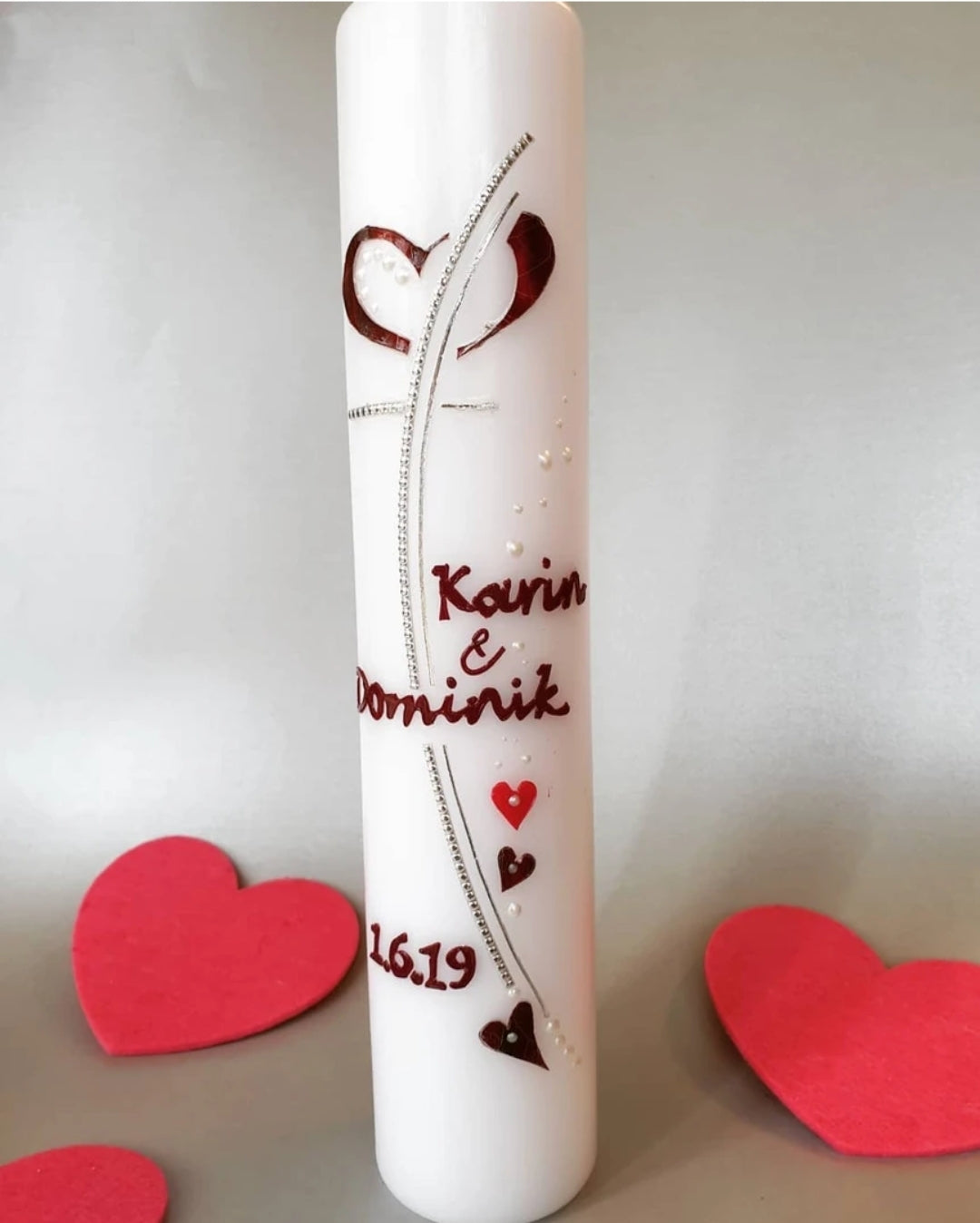 Hochzeitskerze "Perlenkreuz"