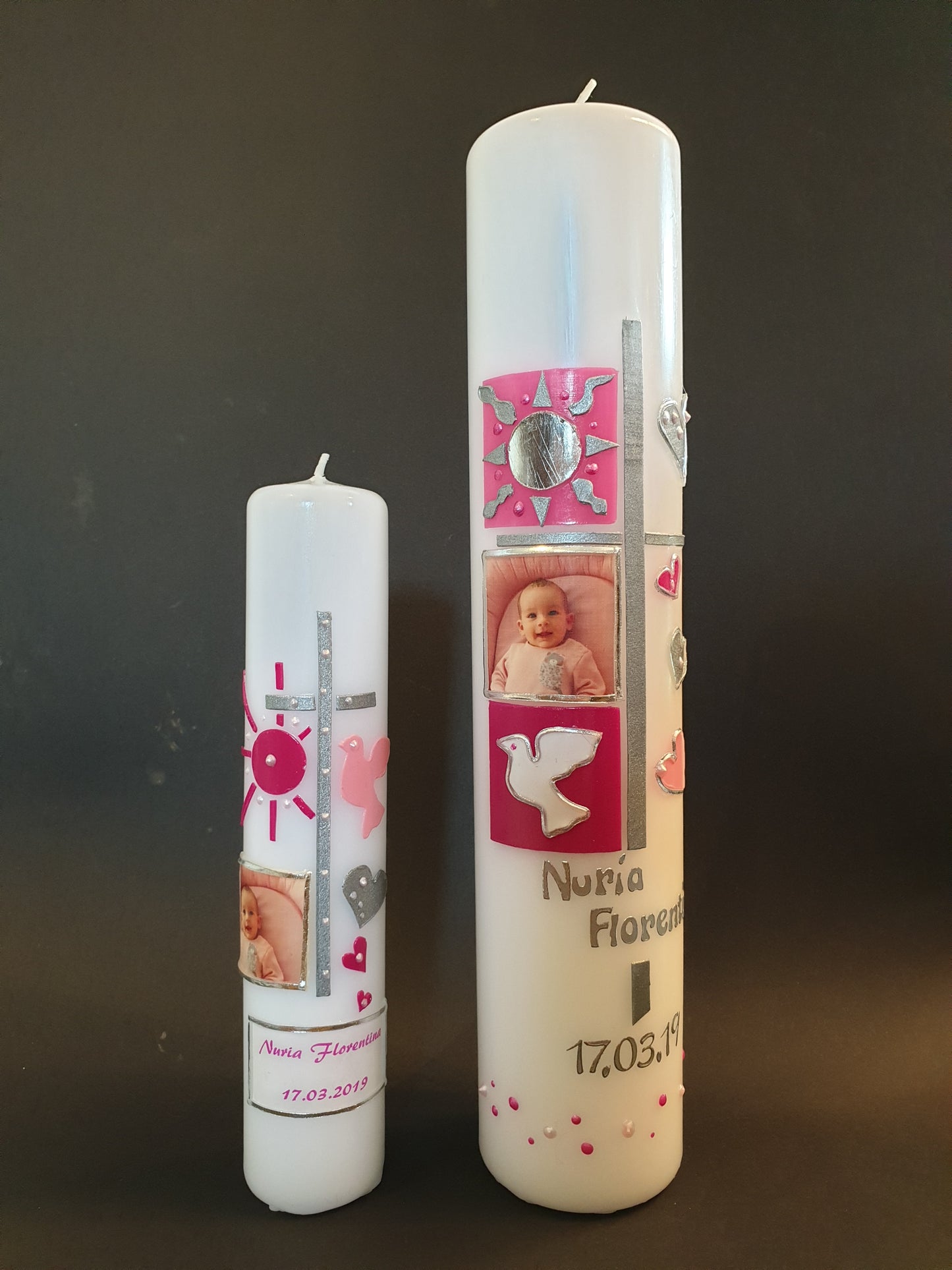 Hochzeitskerzen "Herzentanz rosa"