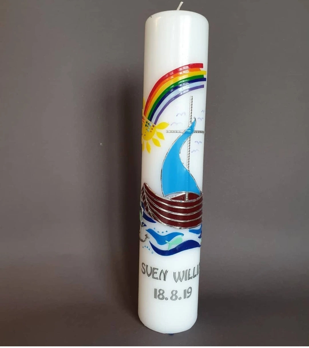 Segelschiff (eher abstrakt) mit Regenbogen